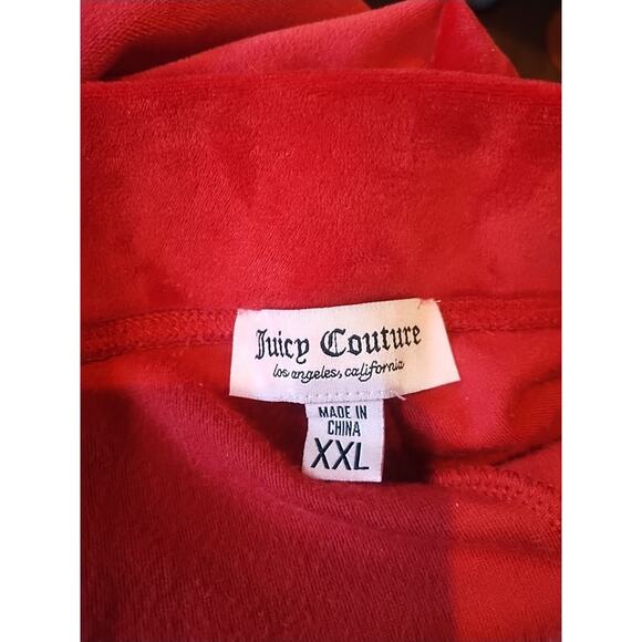 Juicy Couture Red Jeweled Y2K Hooded Velour Tracksuit Set Jacket (L) Pants (XXL) - Picture 11 of 12